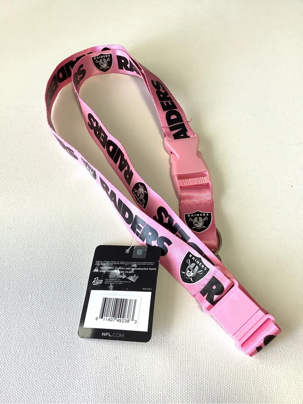 NFL Las Vegas Raiders Logo on Pink w/Black Lettering 24